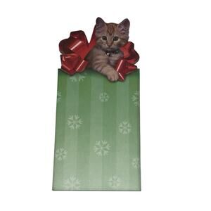 Vintage Christmas Cat Memo Pad Die Cut Kitten Gift Martin Designs 2003 Cat READ